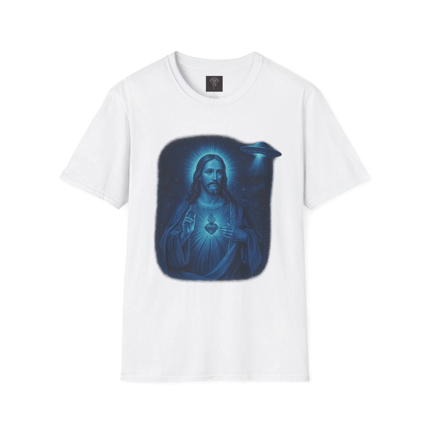 Sacred Glow Unisex T-Shirt, Spiritual Tee, Jesus Graphic Shirt, Inspirational Apparel, Christian Gift, Casual Wear, UFO