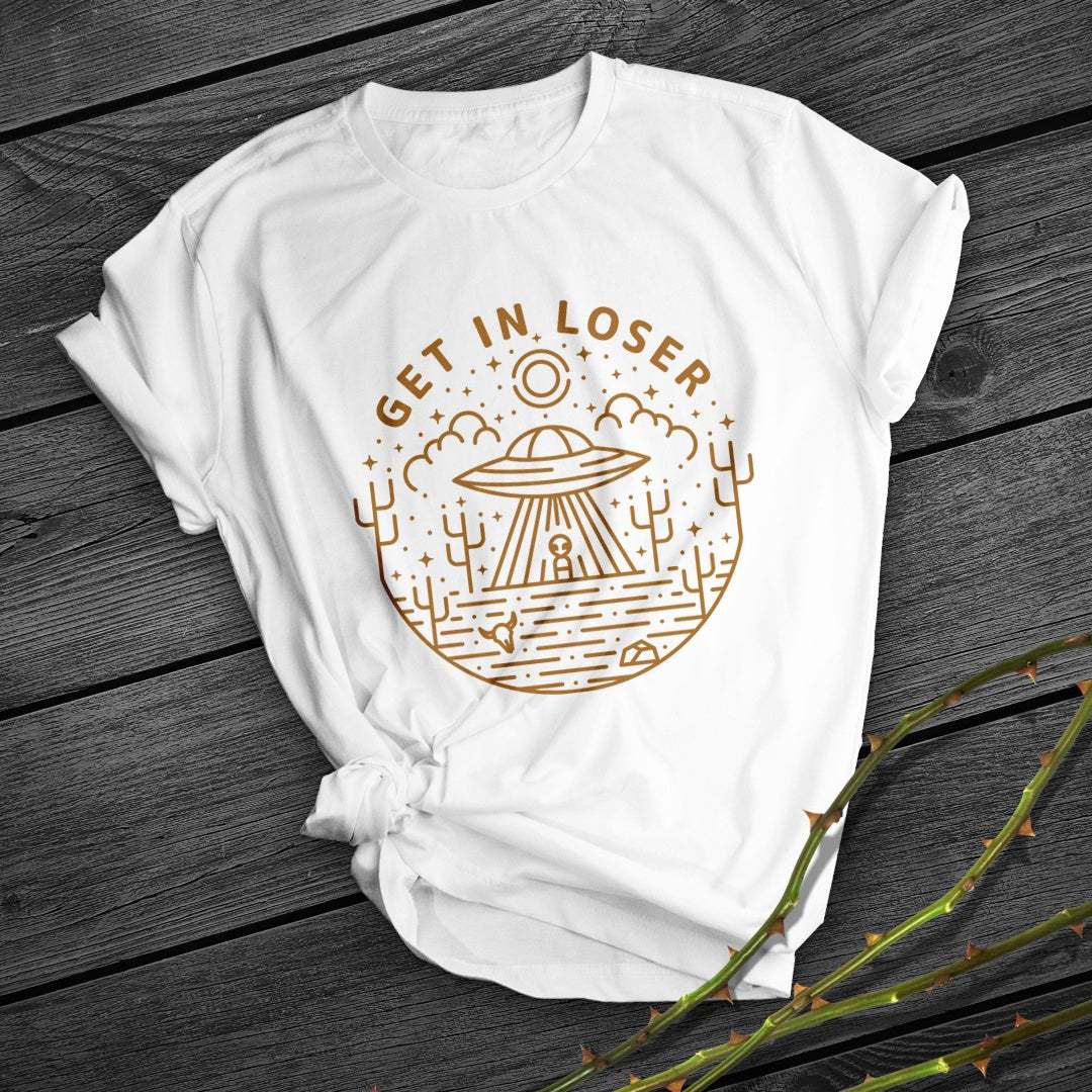 🛸 UFO “Get In, Loser” T-Shirt – Classic Contact Energy