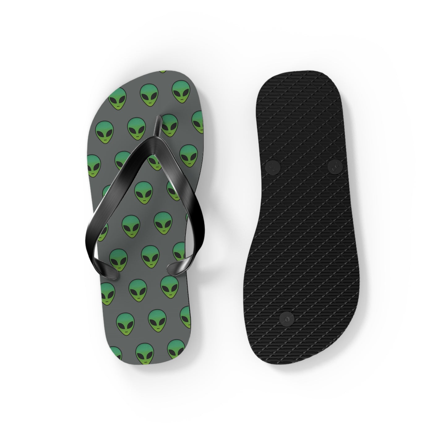 Alien Print Flip Flops, Summer Beach Sandals, Fun Footwear, Vacation Accessories, Unique Gift for UFO Lovers