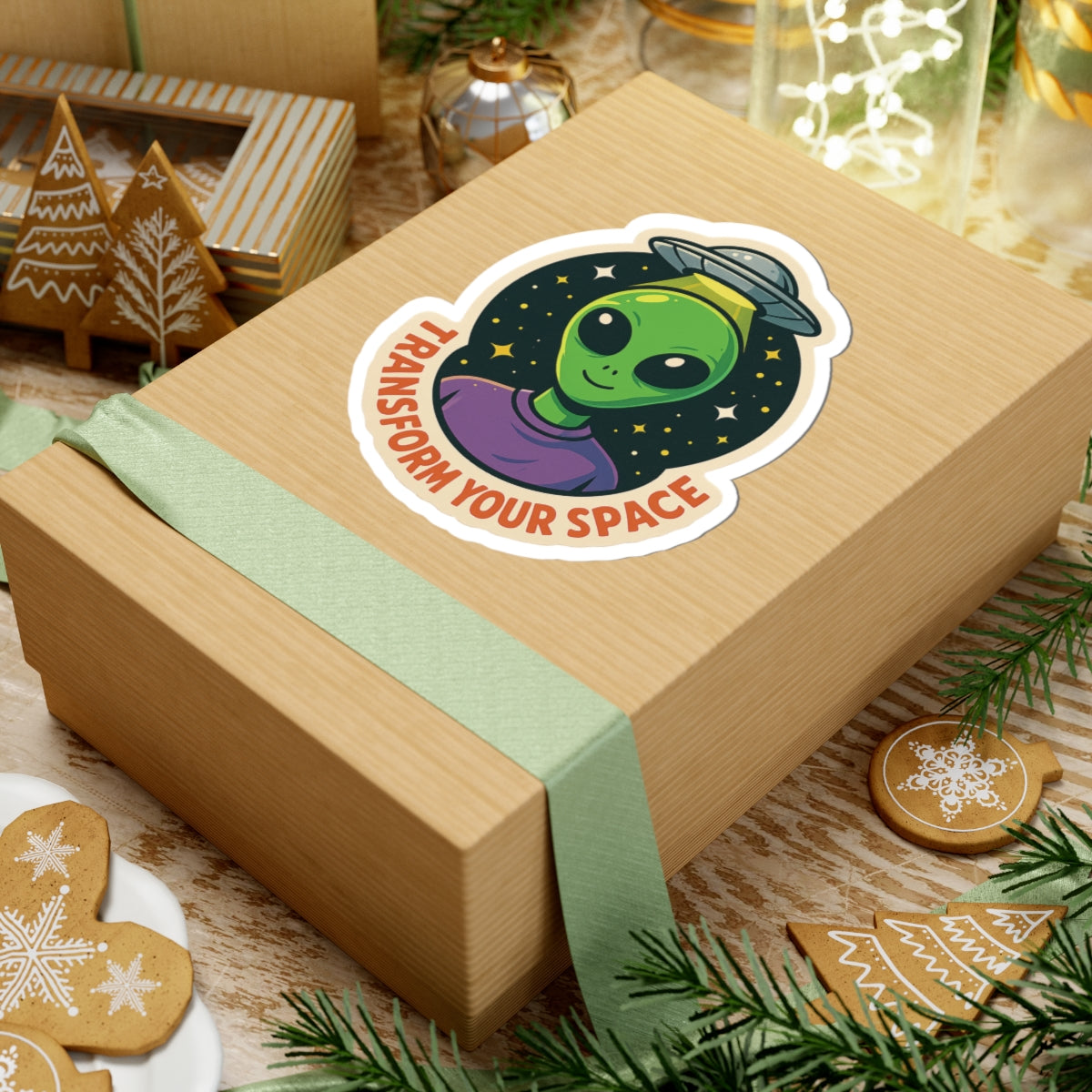 Transform Your Space | Alien Vinyl Sticker Available in 2", 3", 4", and 6" sizes | Square Glossy Kiss-Cut Sticker | Free Shipping