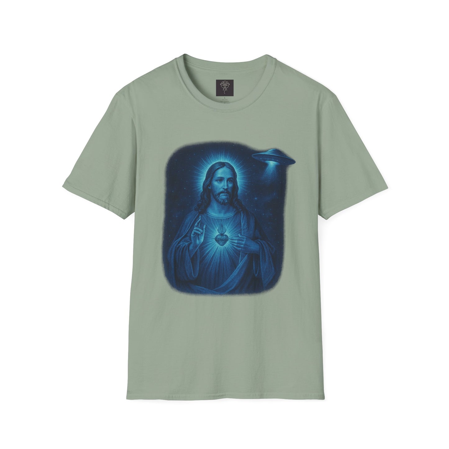 Sacred Glow Unisex T-Shirt, Spiritual Tee, Jesus Graphic Shirt, Inspirational Apparel, Christian Gift, Casual Wear, UFO