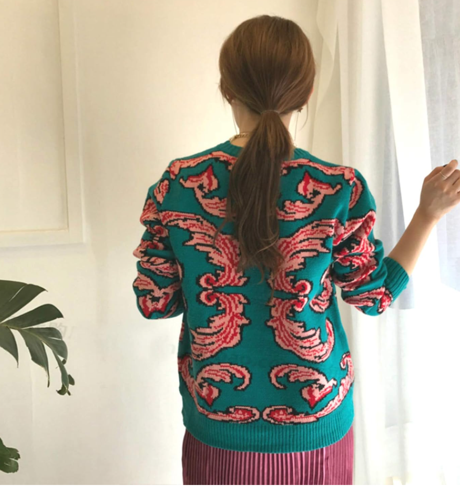 🧶 Vintage UFO Jacquard Sweater – Stay Warm, Stay Weird