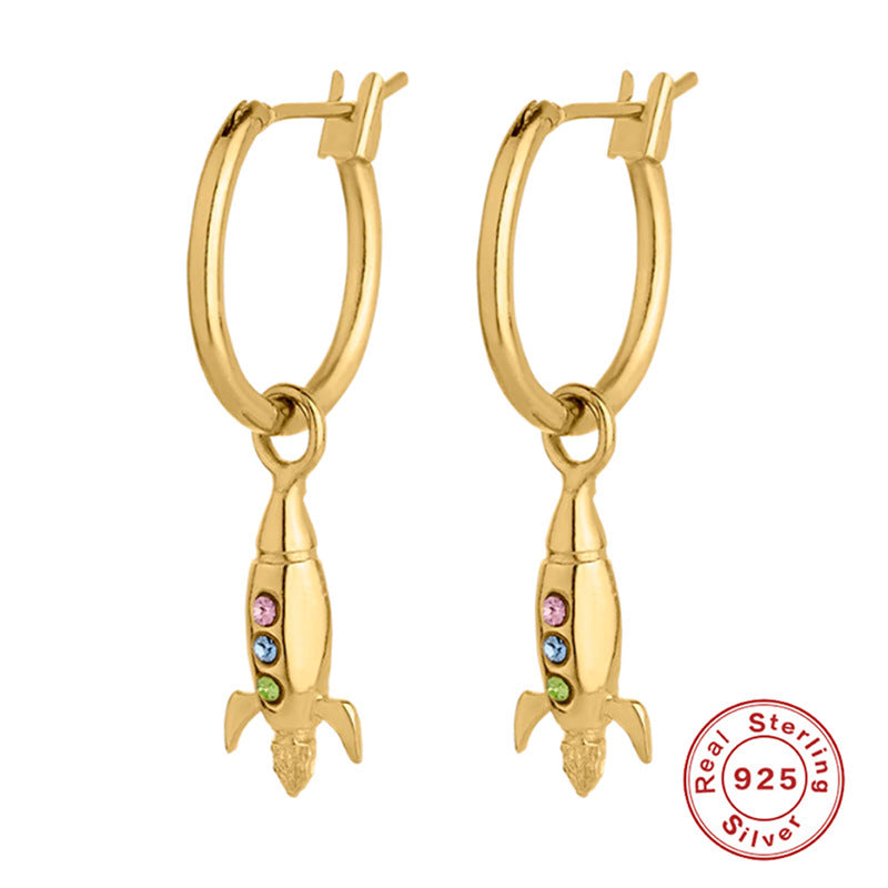🌠 Celestial Gold Drop Earrings – Planets, Ships & Something Beyond