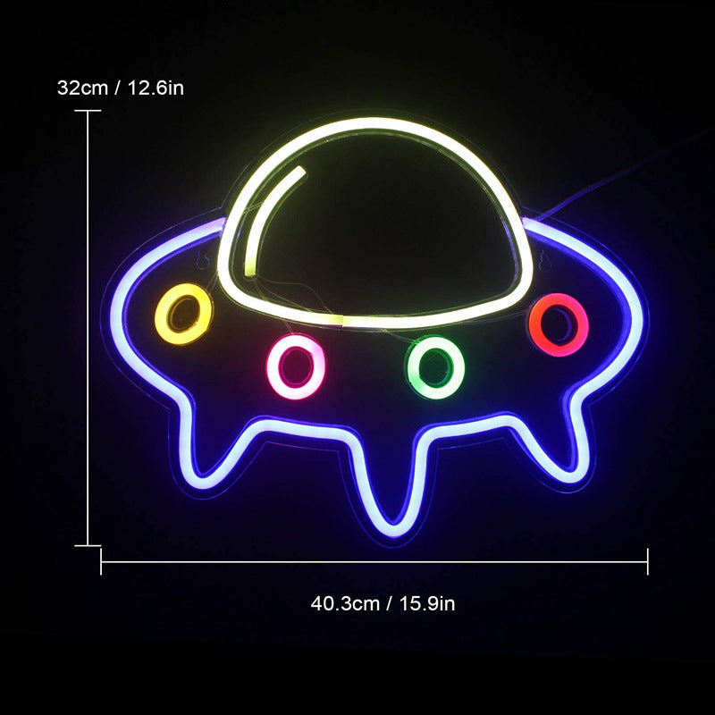 🧑‍🚀 UFO & Spaceman LED Night Light – Peaceful Glow from the Beyond
