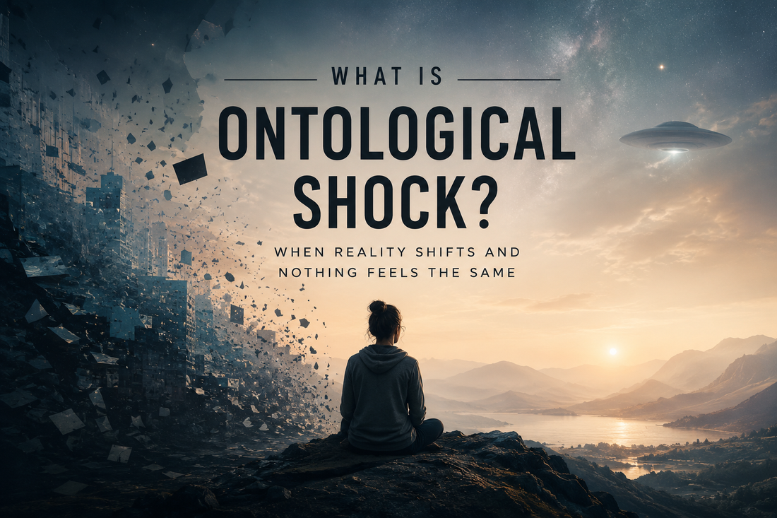 Person standing between two different versions of reality during ontological shock
