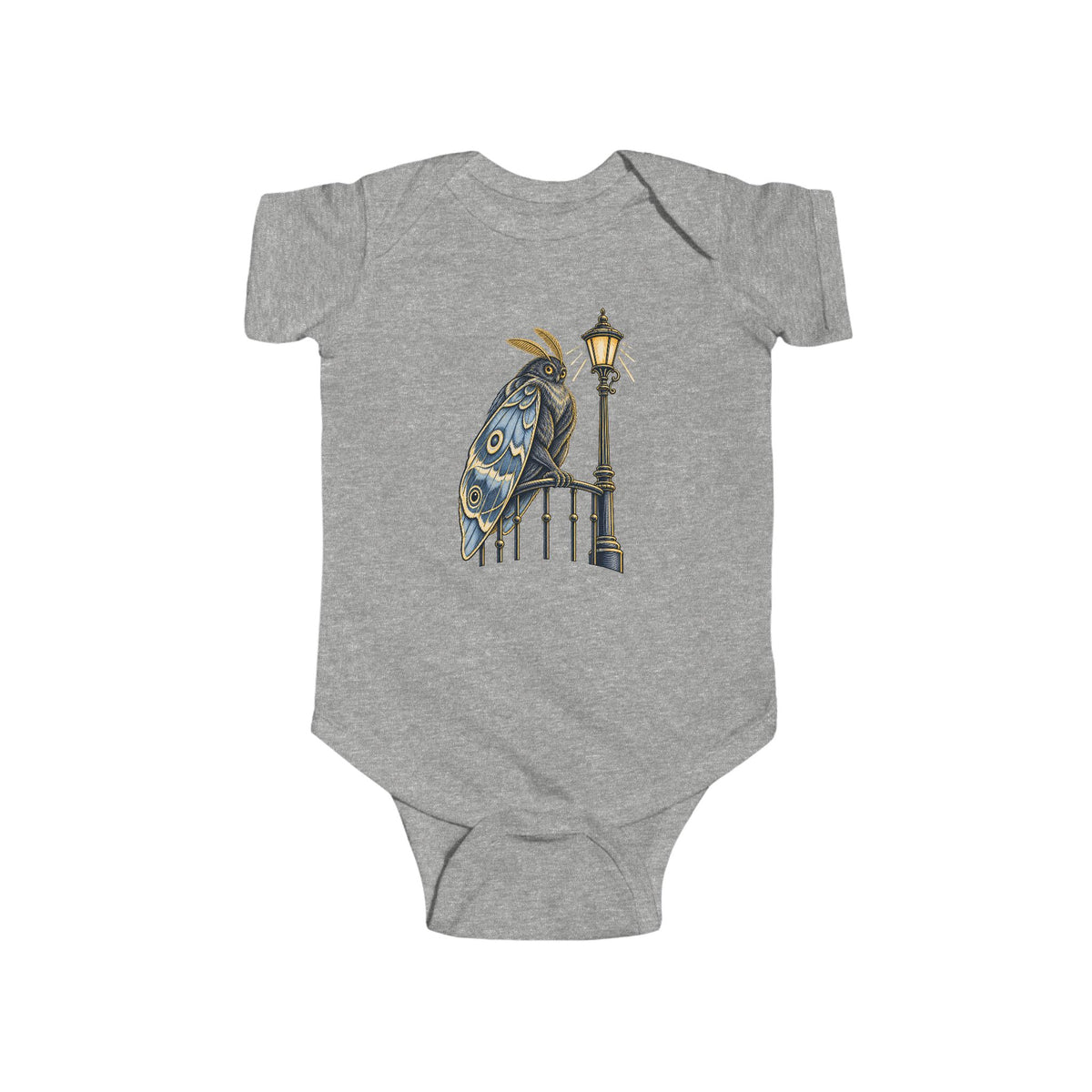 Vintage Owl on Lamppost Baby Bodysuit — Cute Nighttime Nursery Onesie