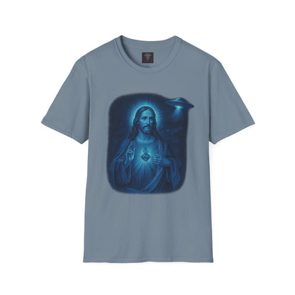 Sacred Glow Unisex T-Shirt, Spiritual Tee, Jesus Graphic Shirt, Inspirational Apparel, Christian Gift, Casual Wear, UFO