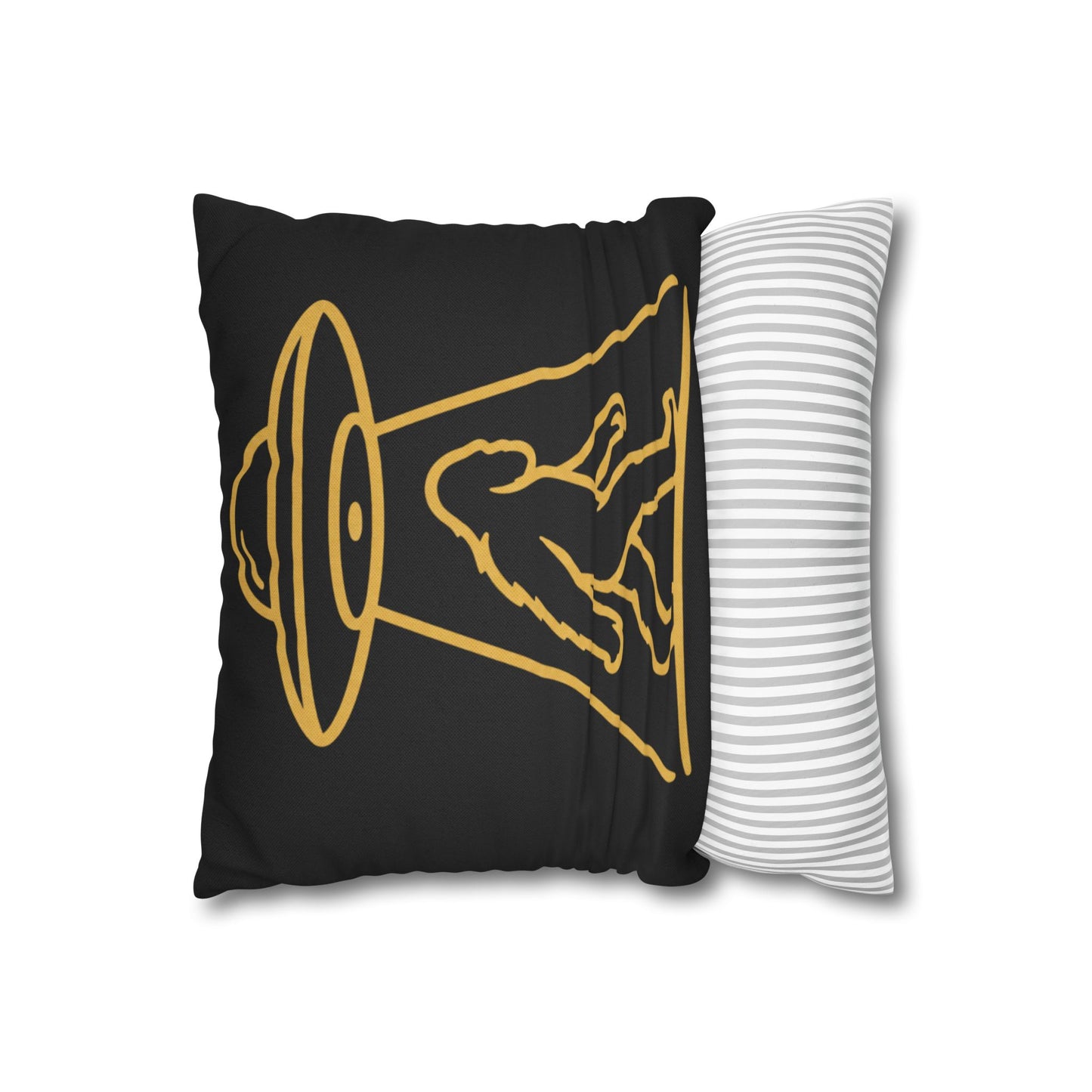 Bigfoot UFO Abduction Pillowcase — Gold Outline Alien Abduction Accent Pillow Cover