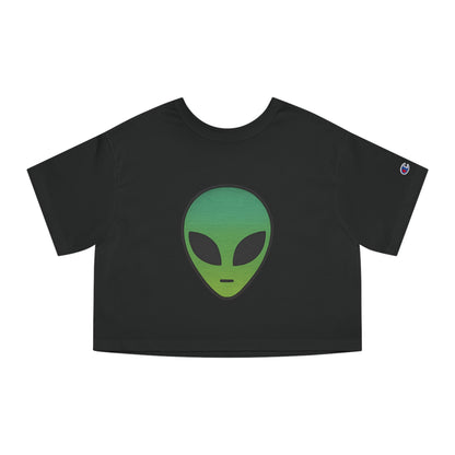 Cropped T-Shirt with Alien Design, Stylish Summer Top, Gift for Sci-Fi Lovers, Casual Wear, Unique Graphic Tee