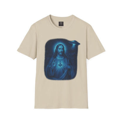Sacred Glow Unisex T-Shirt, Spiritual Tee, Jesus Graphic Shirt, Inspirational Apparel, Christian Gift, Casual Wear, UFO