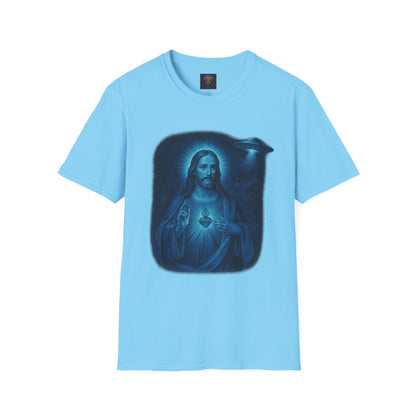 Sacred Glow Unisex T-Shirt, Spiritual Tee, Jesus Graphic Shirt, Inspirational Apparel, Christian Gift, Casual Wear, UFO
