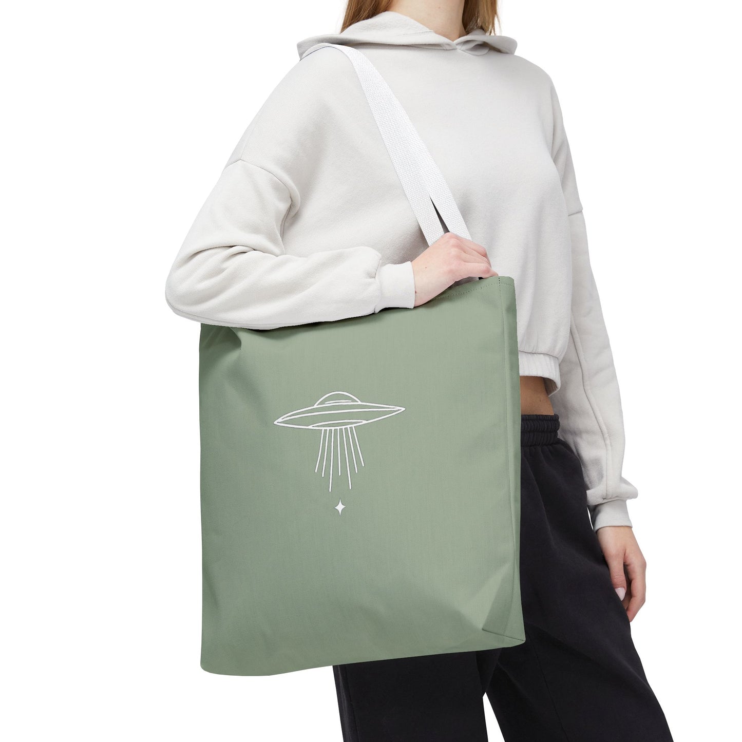WE ARE NOT ALONE Tote Bag | Minimal Cosmic Carryall