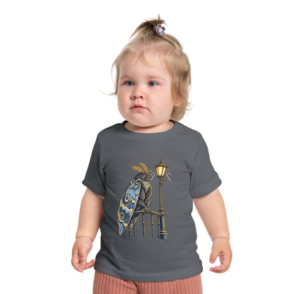 Baby Tee with Whimsical Owl on Lamp Post – Cute Vintage Nighttime Bird Shirt