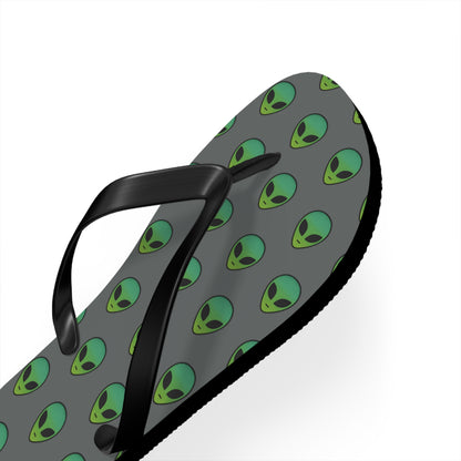 Alien Print Flip Flops, Summer Beach Sandals, Fun Footwear, Vacation Accessories, Unique Gift for UFO Lovers