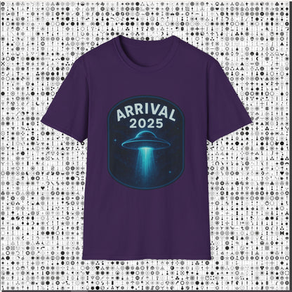 Unisex UFO Arrival 2025 T-Shirt, Funny Graphic Tee, Gift for Space Lovers, Sci-Fi Apparel, Alien Enthusiast Shirt, Casual Wear
