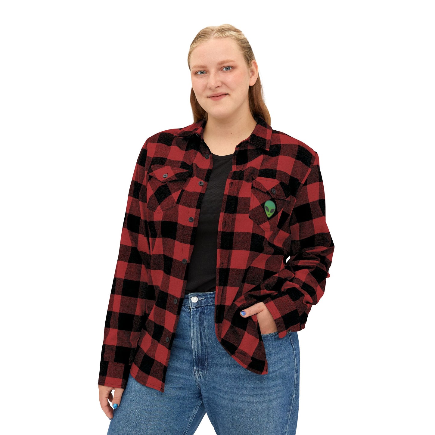 Cozy Alien Flannel Shirt - Unisex Black and Green Checkered Design, Perfect for Casual Wear, Gifts for Outdoorsy Friends, Halloween, [...]