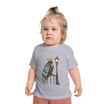 Baby Tee with Whimsical Owl on Lamp Post – Cute Vintage Nighttime Bird Shirt