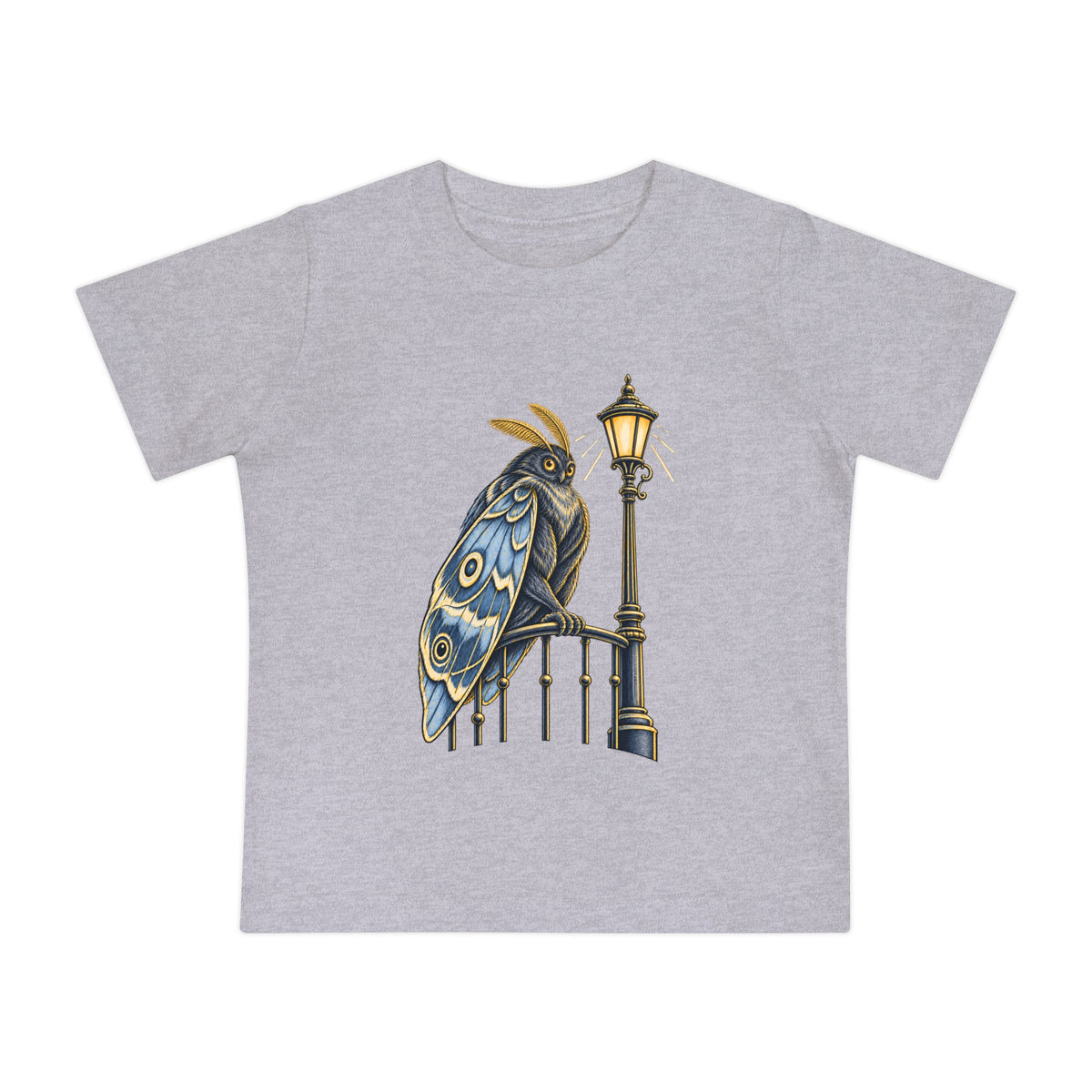 Baby Tee with Whimsical Owl on Lamp Post – Cute Vintage Nighttime Bird Shirt