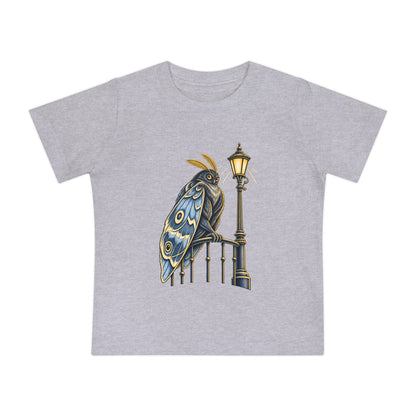 Baby Tee with Whimsical Owl on Lamp Post – Cute Vintage Nighttime Bird Shirt
