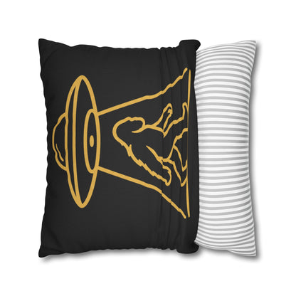 Bigfoot UFO Abduction Pillowcase — Gold Outline Alien Abduction Accent Pillow Cover