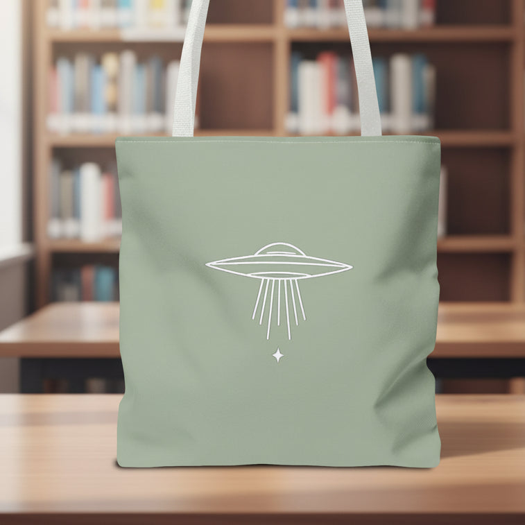 WE ARE NOT ALONE Tote Bag | Minimal Cosmic Carryall