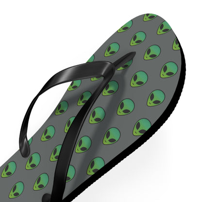 Alien Print Flip Flops, Summer Beach Sandals, Fun Footwear, Vacation Accessories, Unique Gift for UFO Lovers