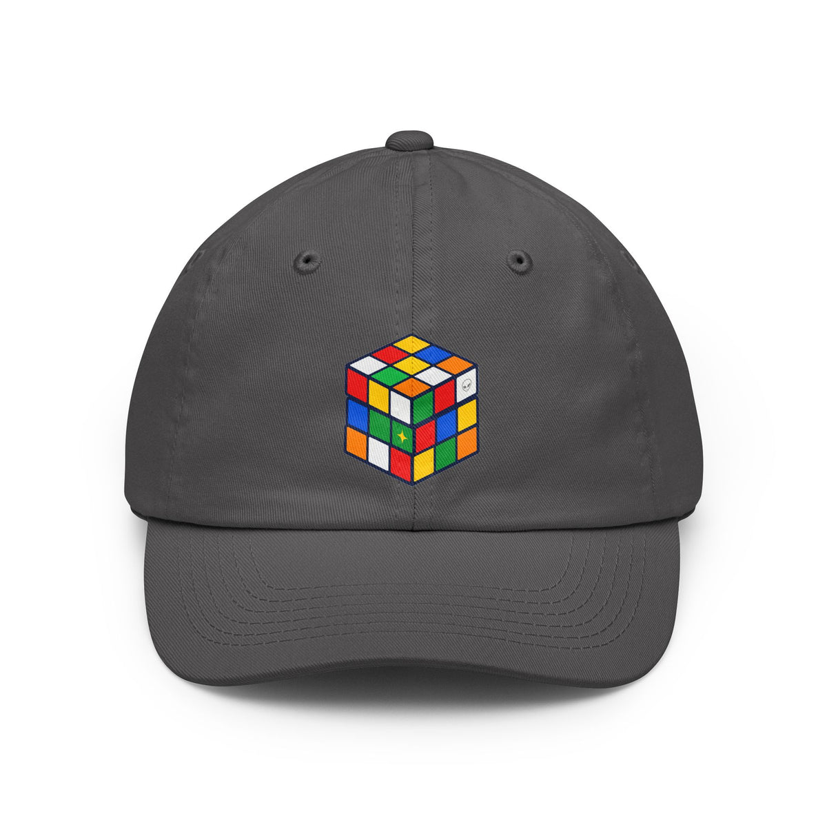 Project Cube multicolor UAP graphic on grey low-profile dad cap
