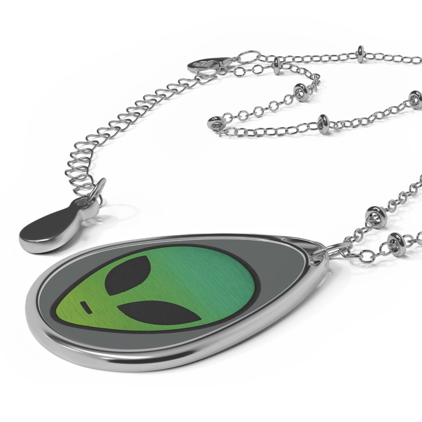 Alien Teardrop Necklace, Cute Alien Jewelry, Out of This World Gift, Sci-Fi Necklace, Space Lover Accessory
