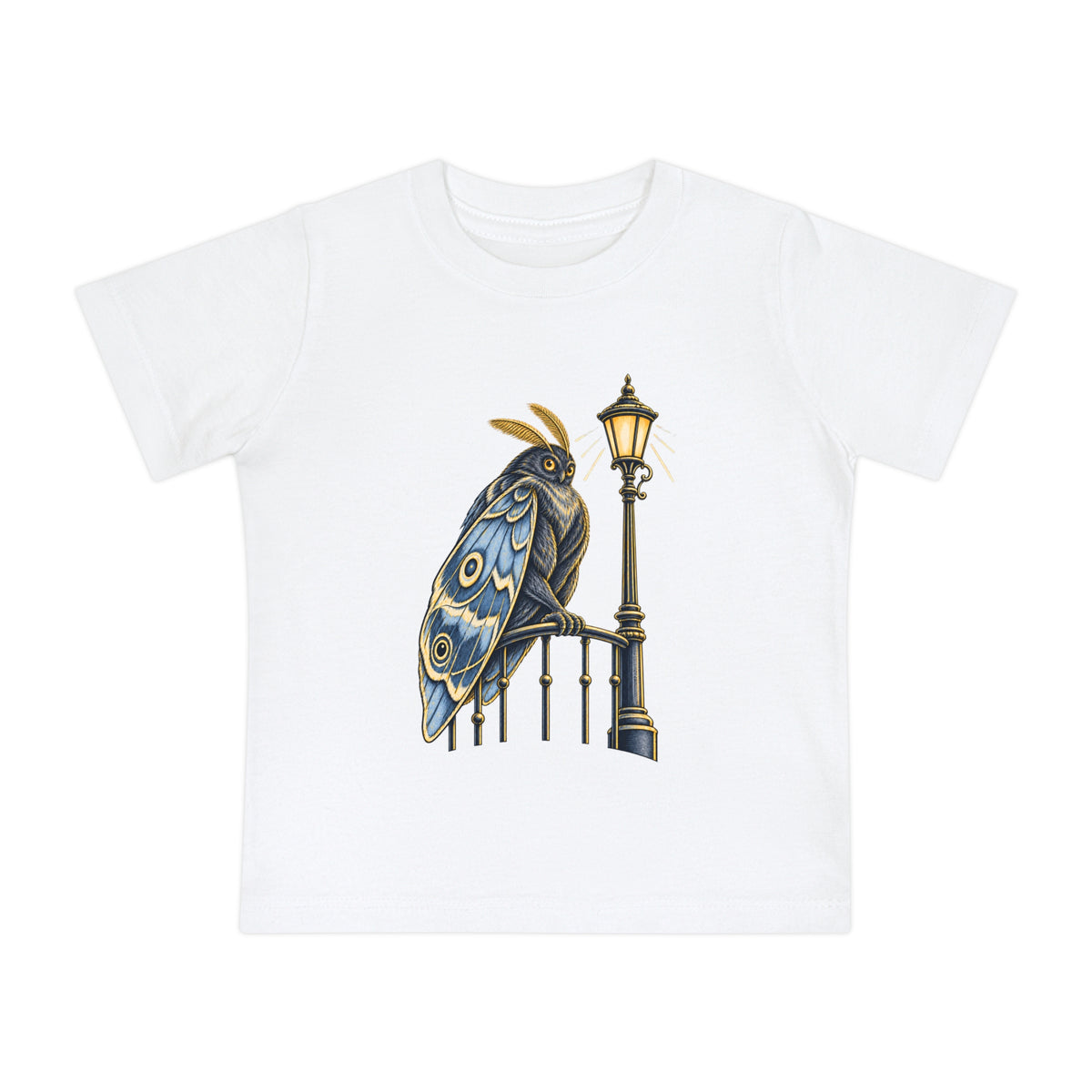 Baby Tee with Whimsical Owl on Lamp Post – Cute Vintage Nighttime Bird Shirt