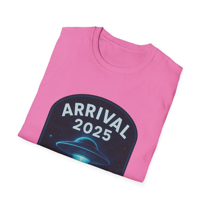 Unisex UFO Arrival 2025 T-Shirt, Funny Graphic Tee, Gift for Space Lovers, Sci-Fi Apparel, Alien Enthusiast Shirt, Casual Wear