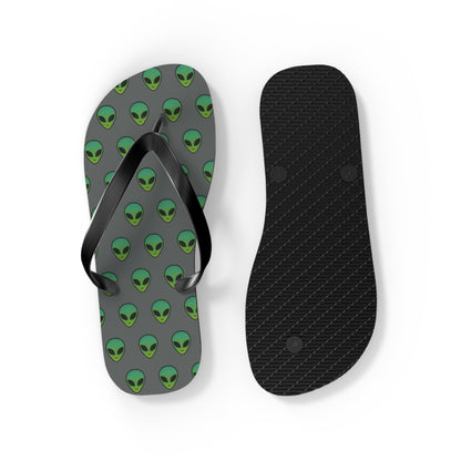 Alien Print Flip Flops, Summer Beach Sandals, Fun Footwear, Vacation Accessories, Unique Gift for UFO Lovers