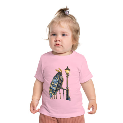 Baby Tee with Whimsical Owl on Lamp Post – Cute Vintage Nighttime Bird Shirt
