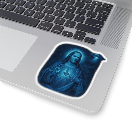 Galactic Jesus Kiss-Cut Stickers, Spiritual Decor, UFO Art, Cool Laptop Stickers, Religious Gifts, Outer Space Theme