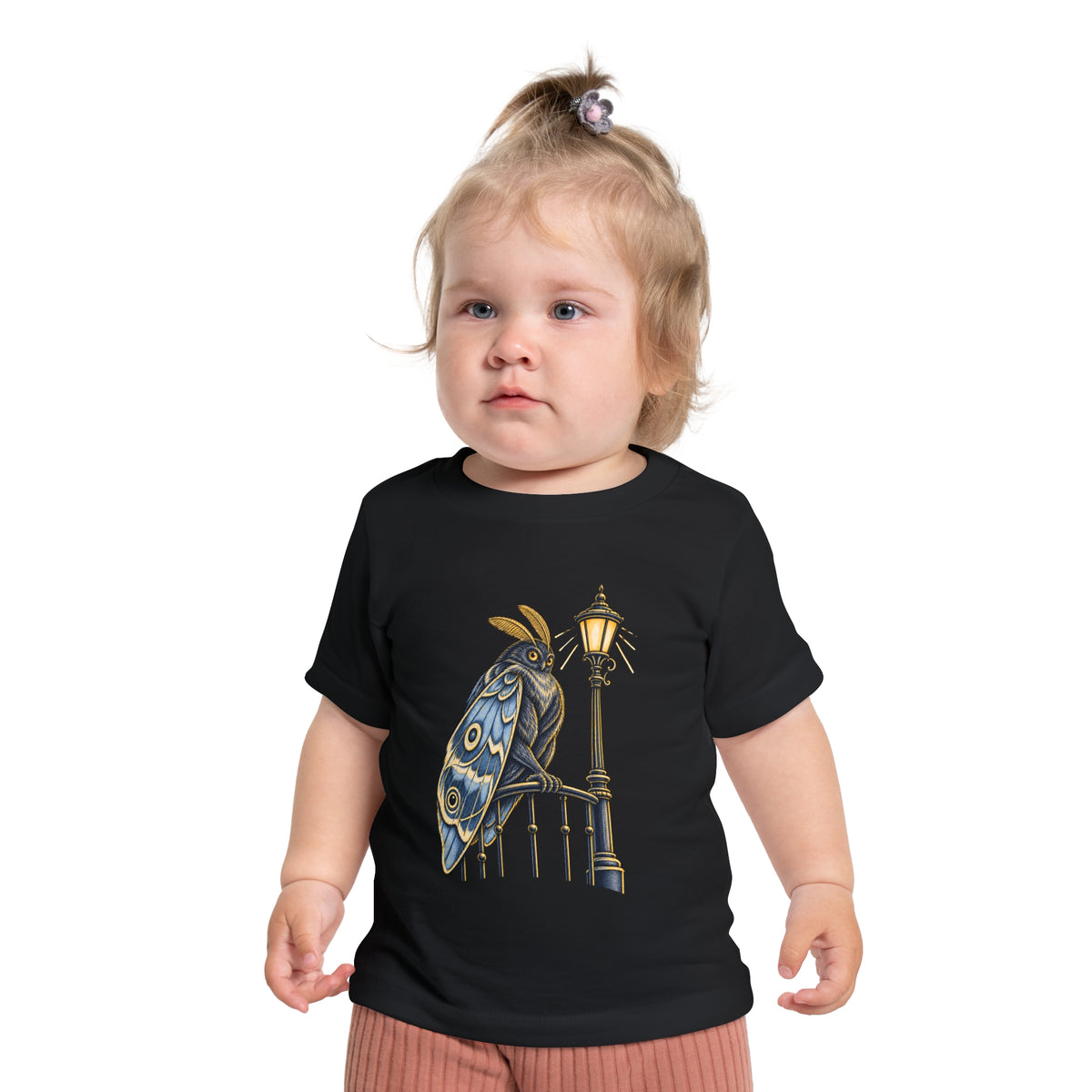 Baby Tee with Whimsical Owl on Lamp Post – Cute Vintage Nighttime Bird Shirt