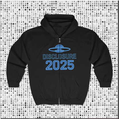 Alien Disclosure 2025 Zip Hoodie, Unisex Hoodie, UFO Lover Gift, Sci-Fi Apparel, Conspiracy T-Shirt, Cozy Sweatshirt