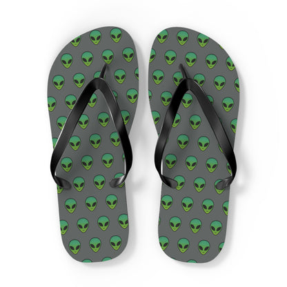 Alien Print Flip Flops, Summer Beach Sandals, Fun Footwear, Vacation Accessories, Unique Gift for UFO Lovers