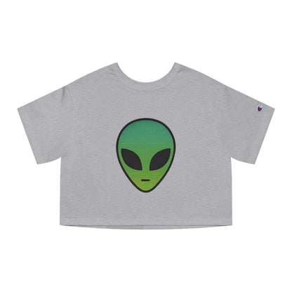 Cropped T-Shirt with Alien Design, Stylish Summer Top, Gift for Sci-Fi Lovers, Casual Wear, Unique Graphic Tee