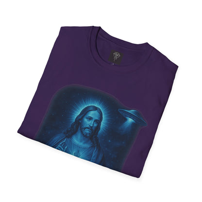 Sacred Glow Unisex T-Shirt, Spiritual Tee, Jesus Graphic Shirt, Inspirational Apparel, Christian Gift, Casual Wear, UFO