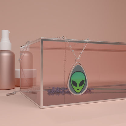 Alien Teardrop Necklace, Cute Alien Jewelry, Out of This World Gift, Sci-Fi Necklace, Space Lover Accessory