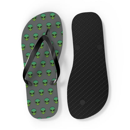 Alien Print Flip Flops, Summer Beach Sandals, Fun Footwear, Vacation Accessories, Unique Gift for UFO Lovers