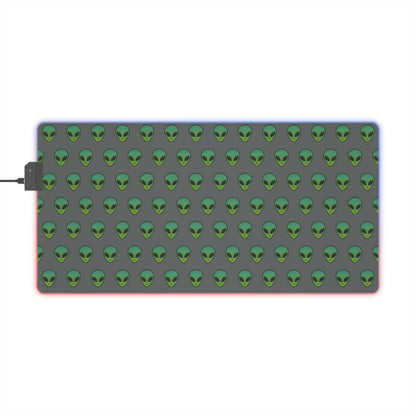 Alien LED Gaming Mouse Pad - Cool Desk Decor for Gamers, Gaming Setup Accessories, Alien Theme Gift, LED Mouse Pad