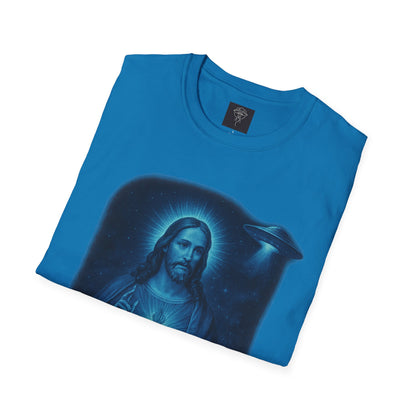Sacred Glow Unisex T-Shirt, Spiritual Tee, Jesus Graphic Shirt, Inspirational Apparel, Christian Gift, Casual Wear, UFO