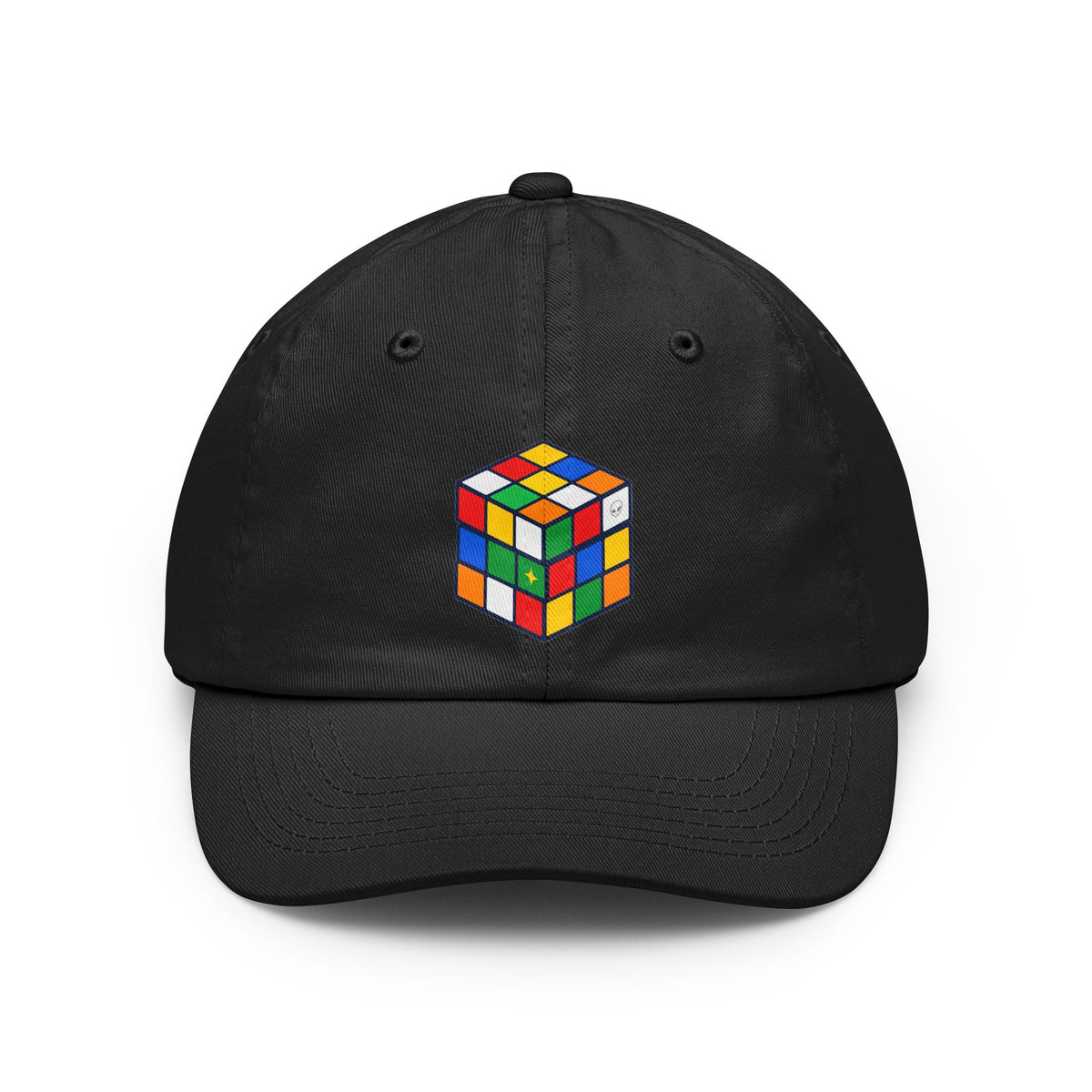 Project Cube multicolor UAP graphic on black low-profile dad cap