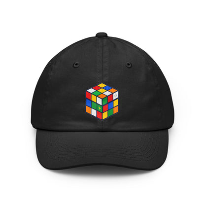 Project Cube multicolor UAP graphic on black low-profile dad cap