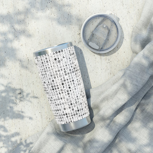 Crop Circles Vagabond 20oz Tumbler, Travel Mug, Stylish Drinkware, Adventure Companion, Unique Gift for Travelers, Modern Design