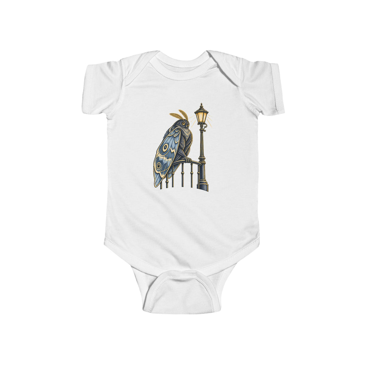 Vintage Owl on Lamppost Baby Bodysuit — Cute Nighttime Nursery Onesie