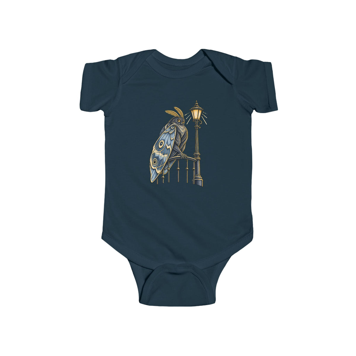 Vintage Owl on Lamppost Baby Bodysuit — Cute Nighttime Nursery Onesie