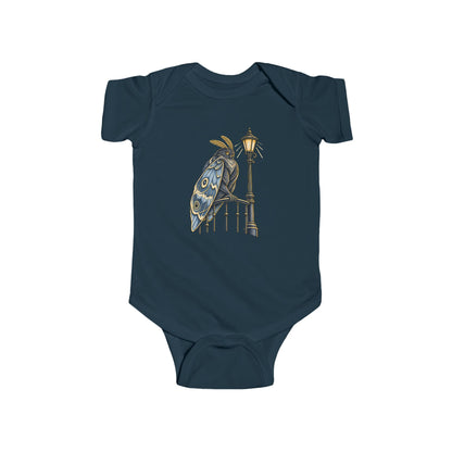 Vintage Owl on Lamppost Baby Bodysuit — Cute Nighttime Nursery Onesie