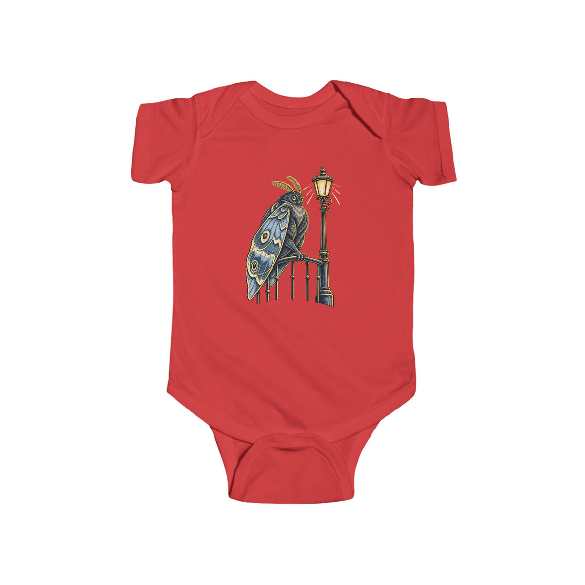 Vintage Owl on Lamppost Baby Bodysuit — Cute Nighttime Nursery Onesie