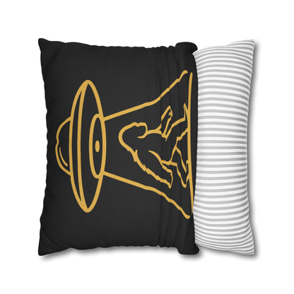 Bigfoot UFO Abduction Pillowcase — Gold Outline Alien Abduction Accent Pillow Cover